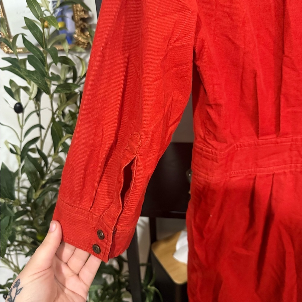 Anthropology Maeve Anaheim Orange Button up shirt dress, size 6 100% cotton - Picture 11 of 14